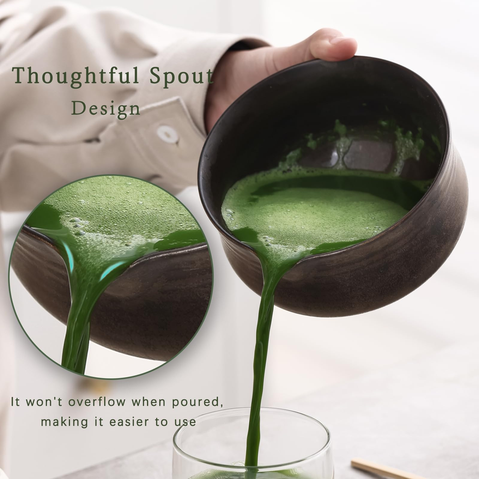 Matcha Set, Japanese Tea Set Includes Matcha Bowl with Spout, Matcha Whisk Ho…