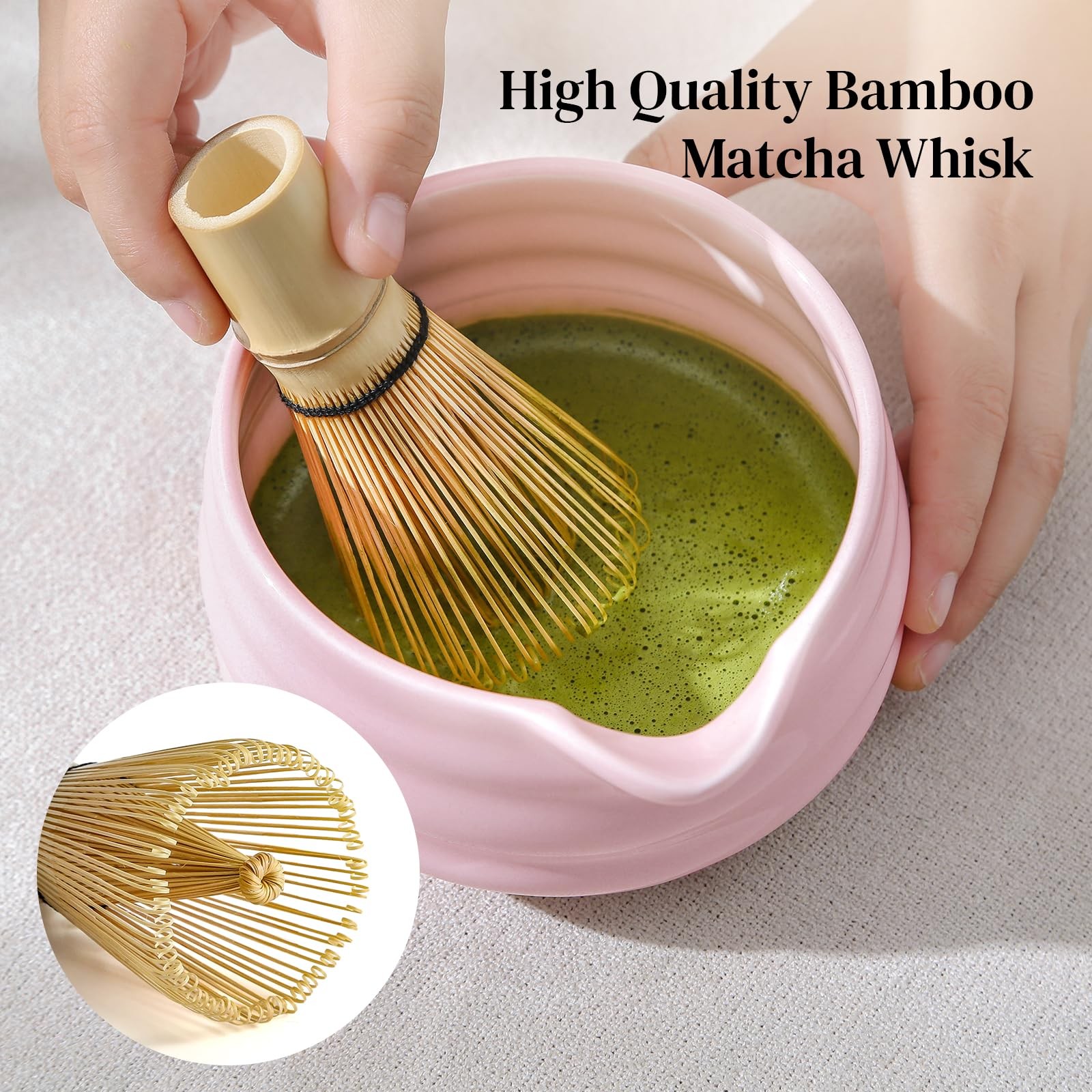 Matcha Whisk Set, 7 Pcs Matcha Set Includes Bowl with Spout, Whisk and Holder…
