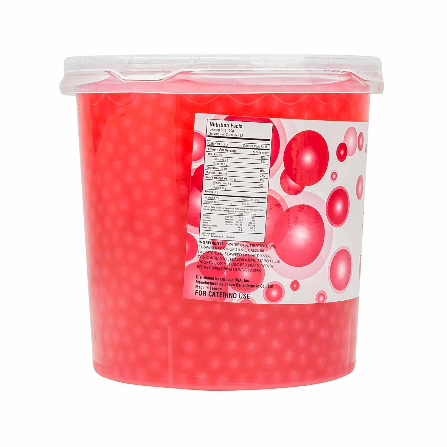 Tea Zone Strawberry Popping Pearls/Popping Boba(B2053, 7lbs) for Boba Tea