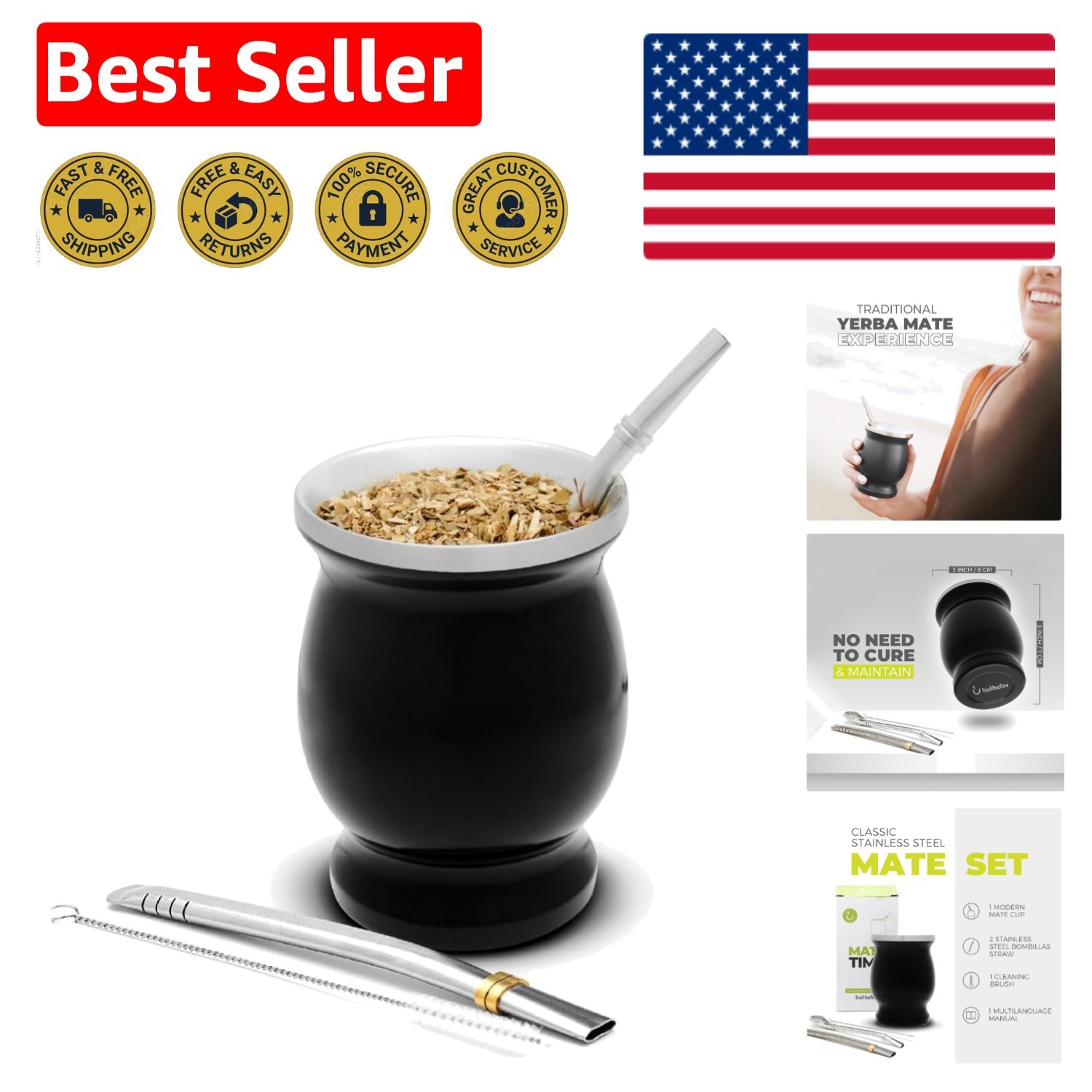 High-Quality Stainless Steel Yerba Mate and Bombilla Set – Gift-Ready & BPA-Free