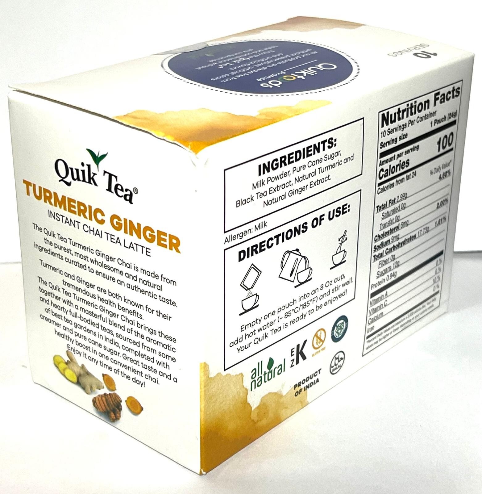 Quik Tea Turmeric Ginger Instant Chai Tea Latte