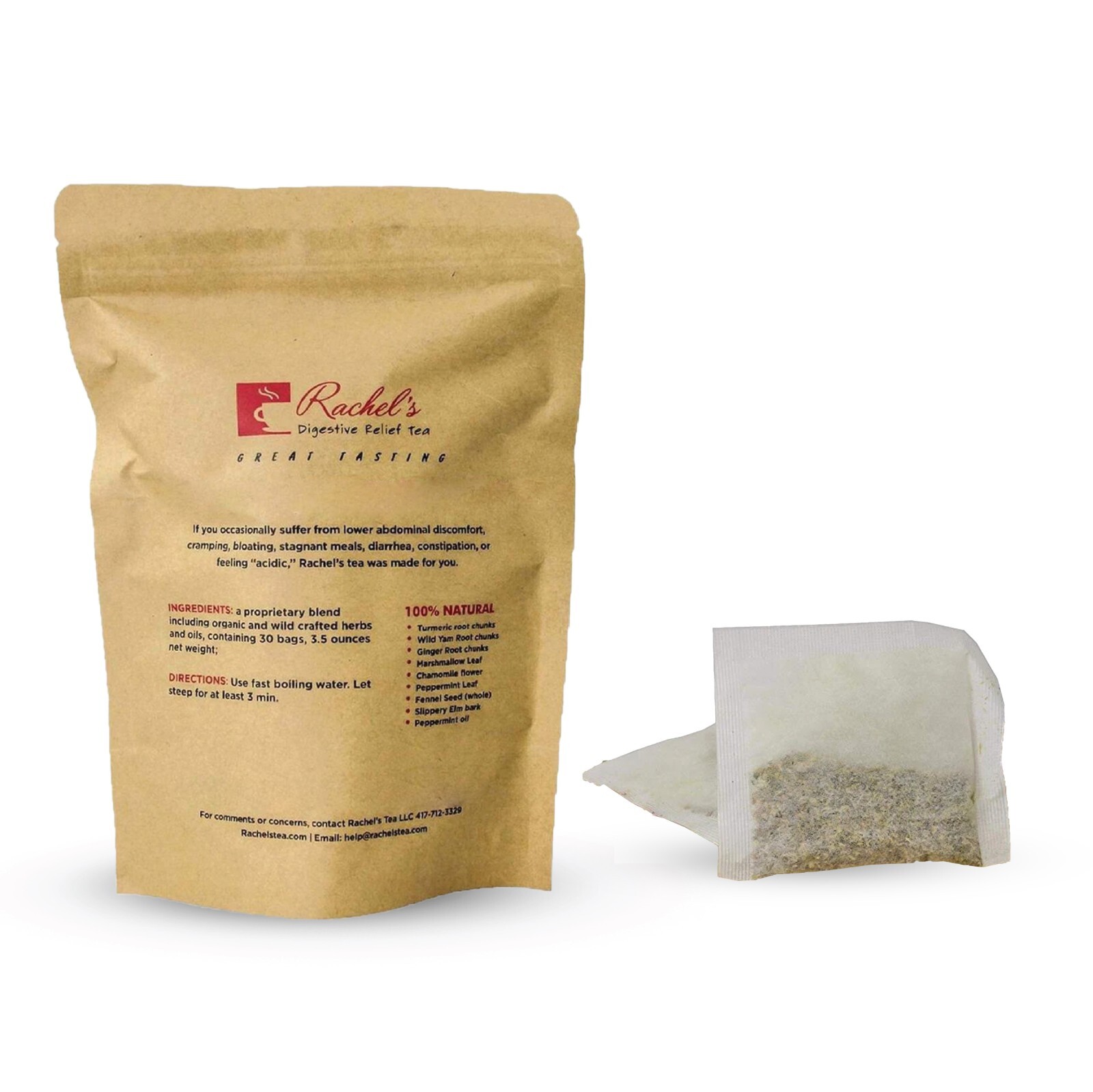 (30 Bags/60 Cups) Rachel’s Digestive Tea + Peppermint oil for Tummy Soothing