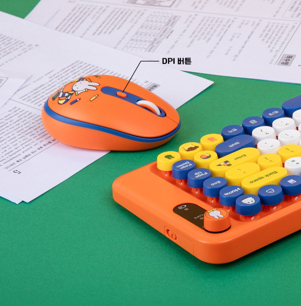 Royche Miffy Wireless Keyboard Mouse Set Korean Layout Round Keycap