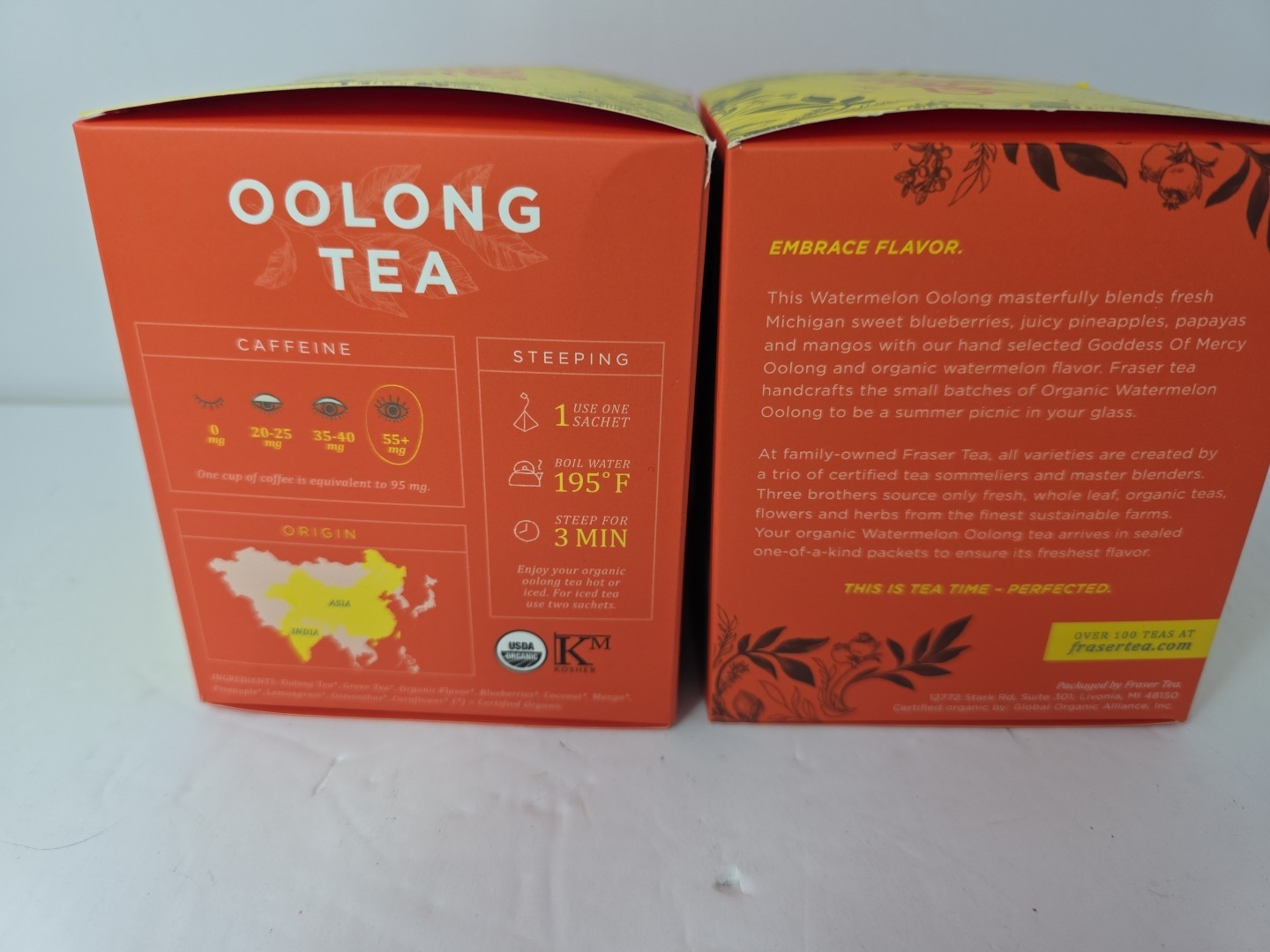 New 2 Boxes Fraser Watermelon Oolong Organic Tea 24 Sachets