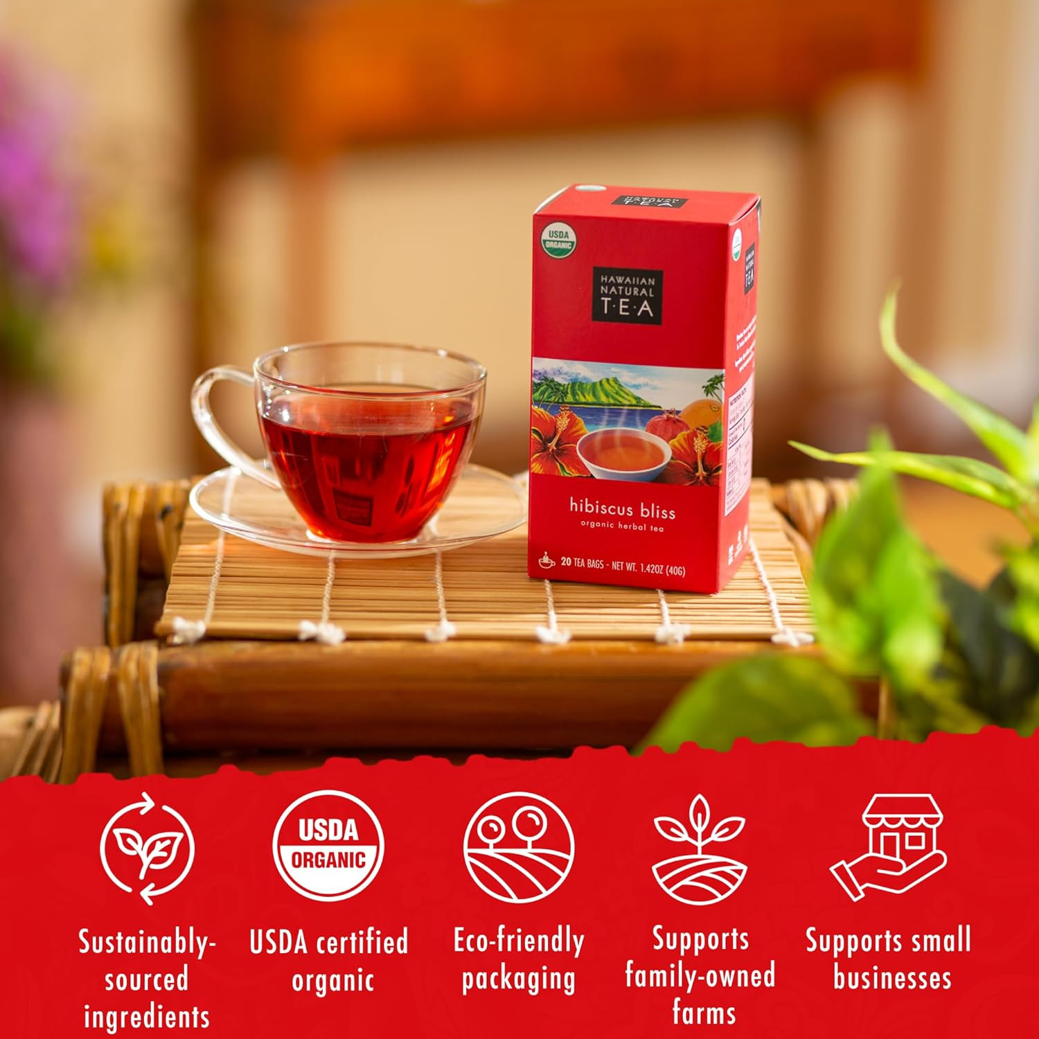 – Organic Hibiscus Bliss Herbal Tea, Caffeine-Free Hibiscus, All-Natural and Ant