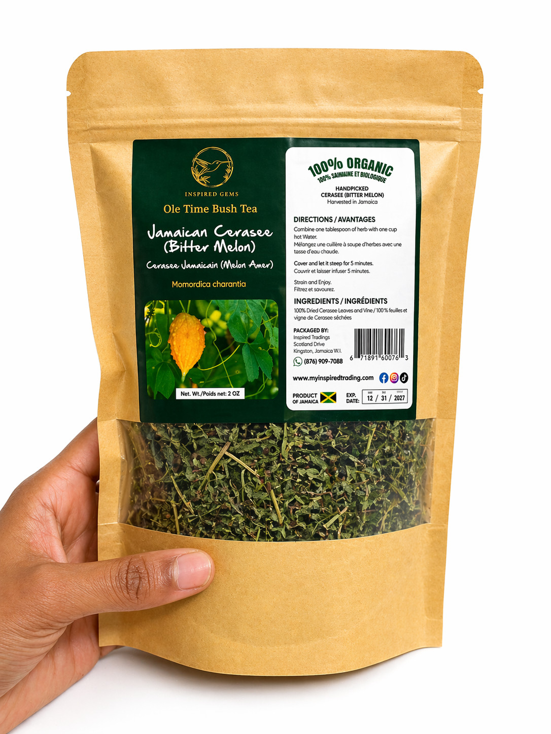 Jamaican Cerasee Tea Organic Bitter Melon Loose Leaf Herbal Available in US & CA
