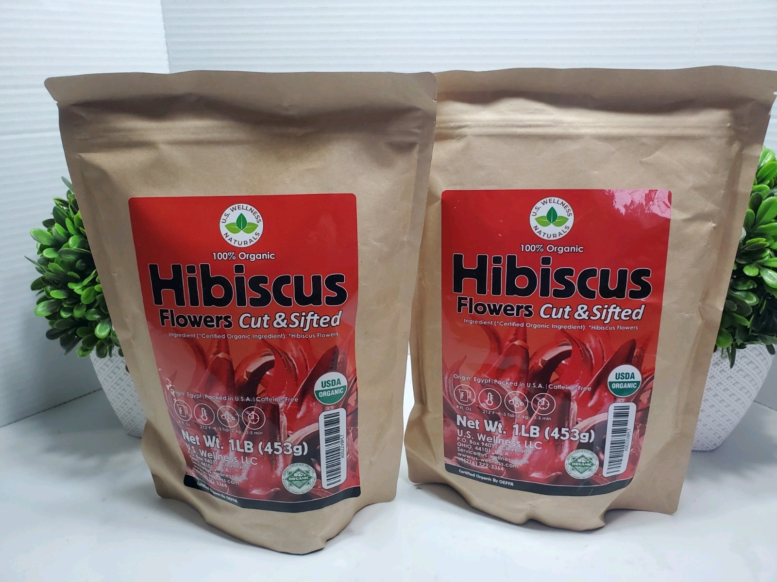 2 Bags – Hibiscus Tea 1LB, 100% CERTIFIED Organic Hibiscus Flowers 🌺 NEW