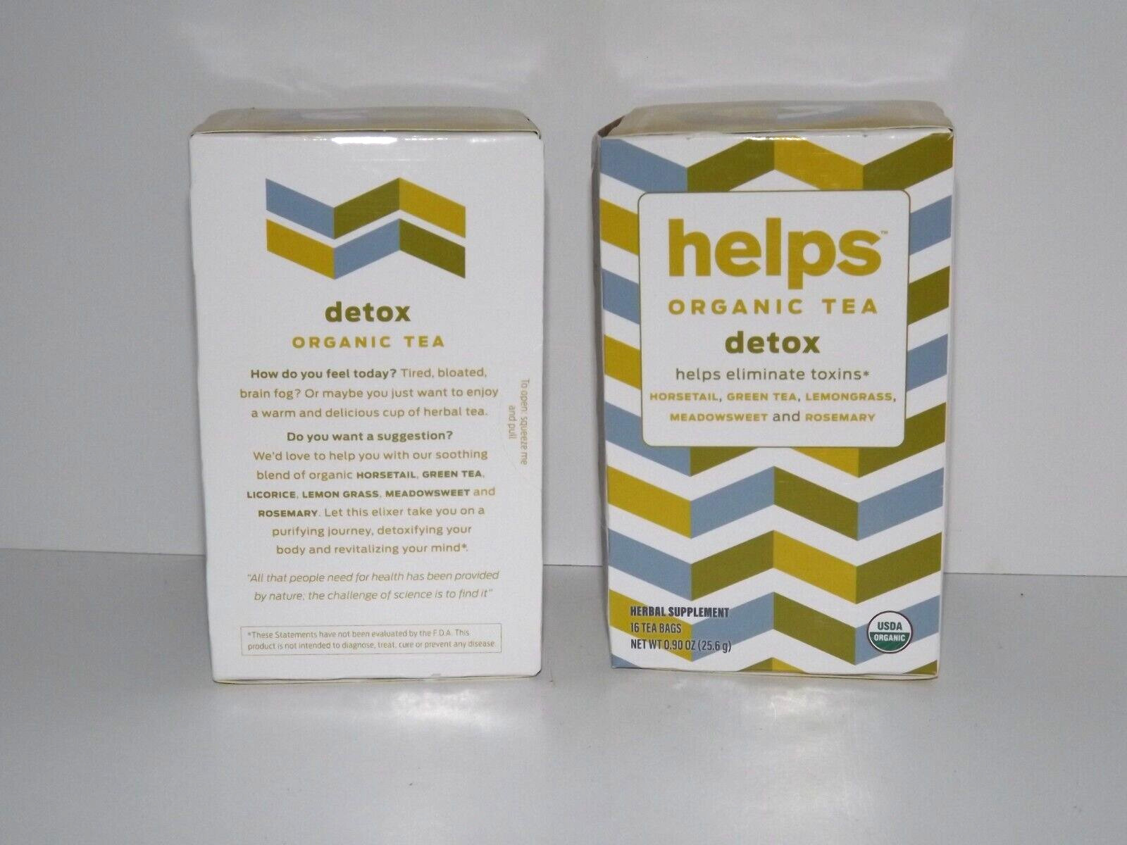 2 Boxes Helps Organic Tea Detox 16 Tea Bags Each Box Dated 2027 New (U)