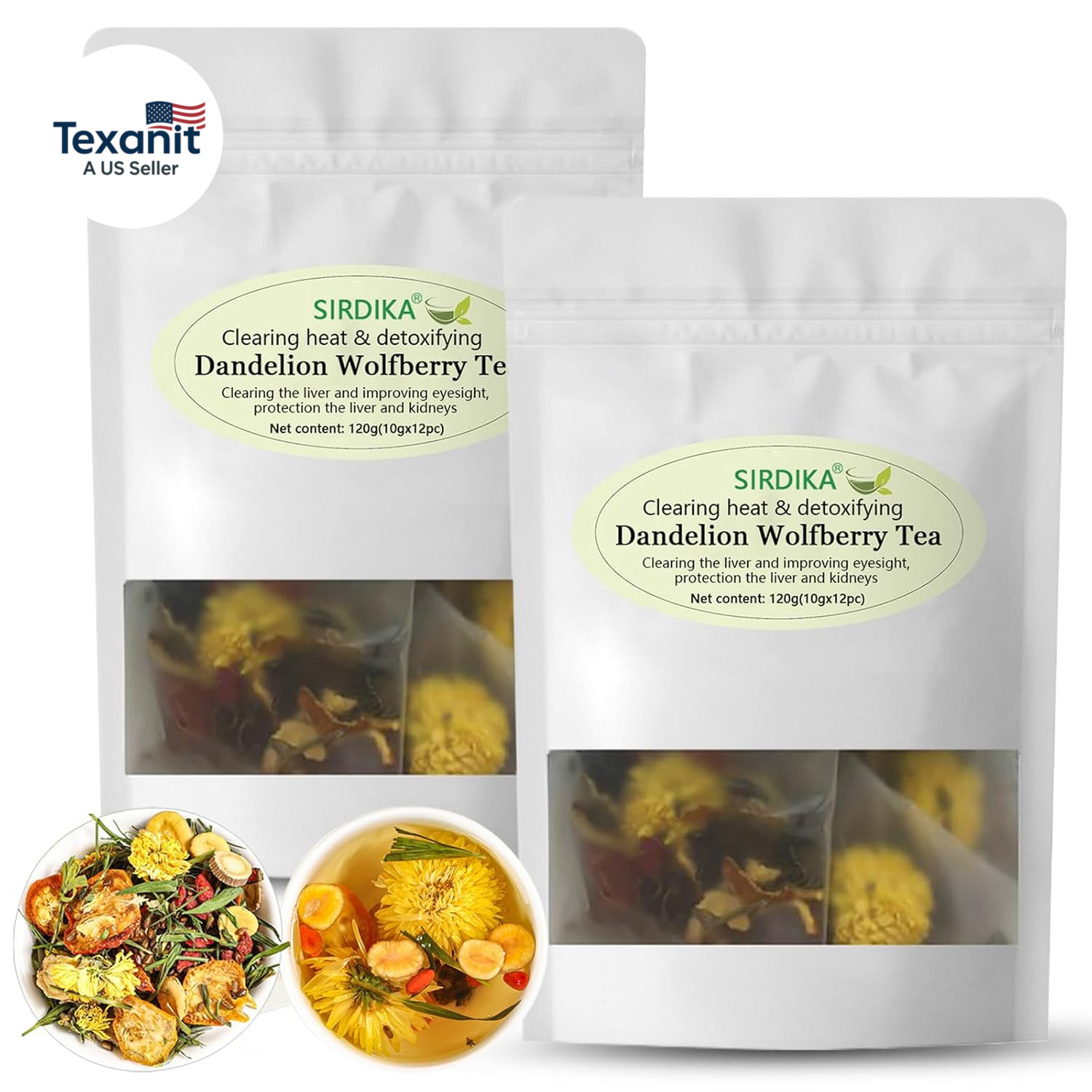 Dandelion Wolfberry Herbal Tea – Kidneys & Liver Health Tea, Seven Herbal Ingred