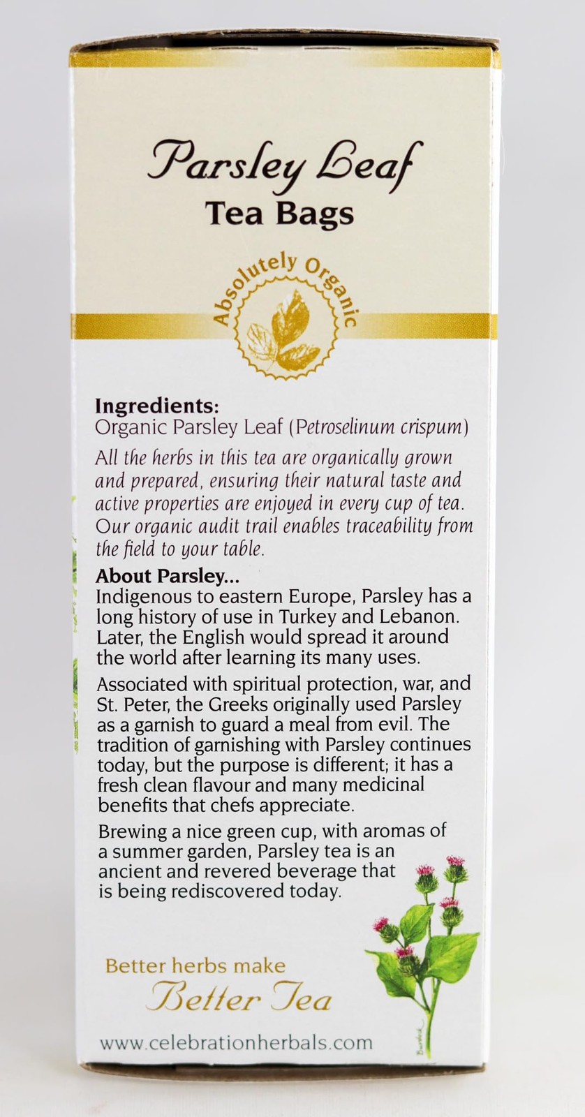 Te Organico De Hojas De Perejil Sin Cafeina, 24 Bolsitas De Hierbas