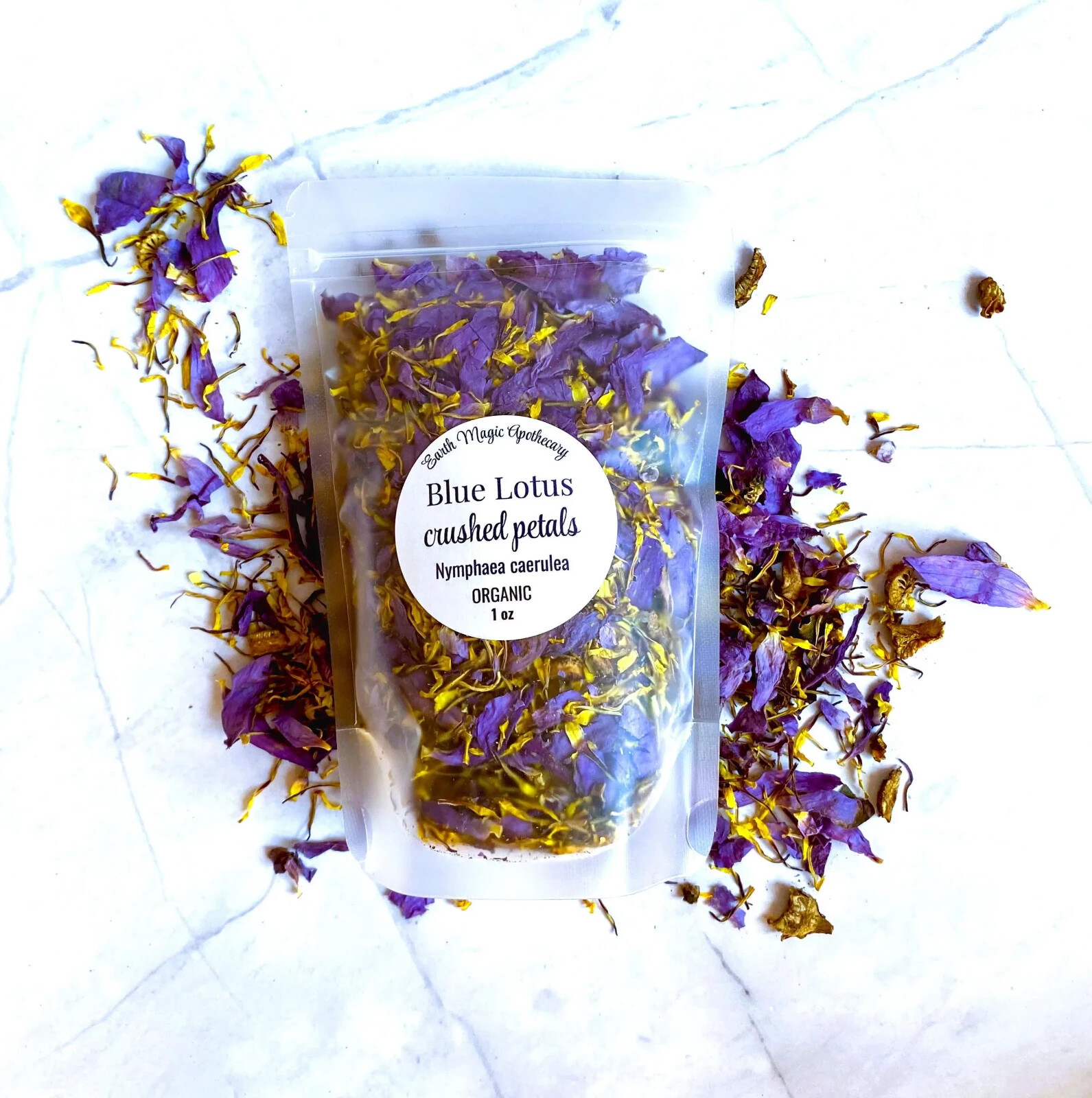 Organic Blue Lotus Tea Nymphaea Caerulea Crushed Petals, 1/4oz, 1/2oz, 1oz, 2oz