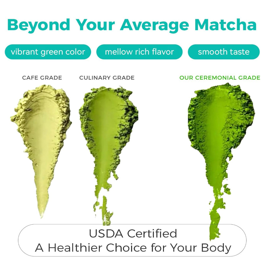 Organic Ceremonial Grade Matcha 100% Pure USDA-Certified, Sugar-Free Gluten-Free