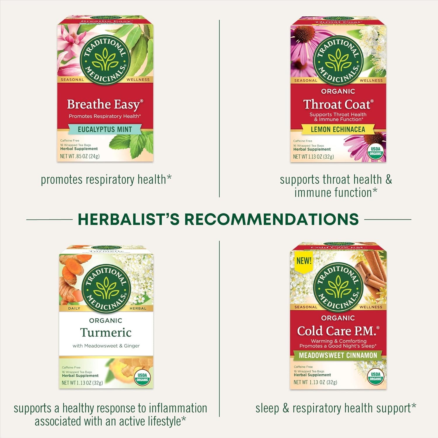 Traditional Medicinals Tea, Organic Echinacea Plus Elderberry, Boosts the Immune