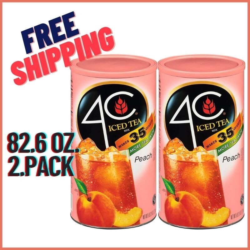4C 35 QT Peach Iced Tea Mix Kosher, Gluten Free (82.6 oz.2.Pack) Free Shipping