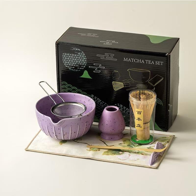 7Pcs Japanese Matcha Tea Set, Matcha Kit with Matcha Bowl (With Pouring Spout),