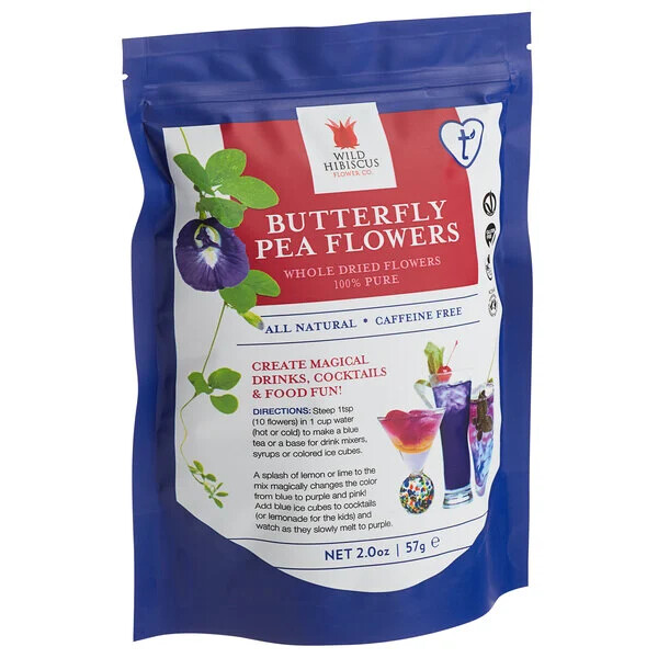 Wild Hibiscus Whole Dried Butterfly Pea Flowers Bag (select size below)