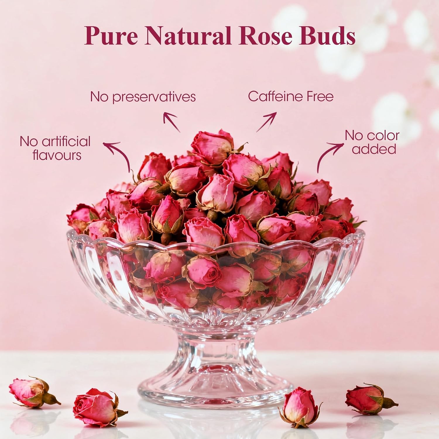 Rose Bud Tea – Dried Red Rose (100% Natural, Pure Flower, Edible Buds, Culina…