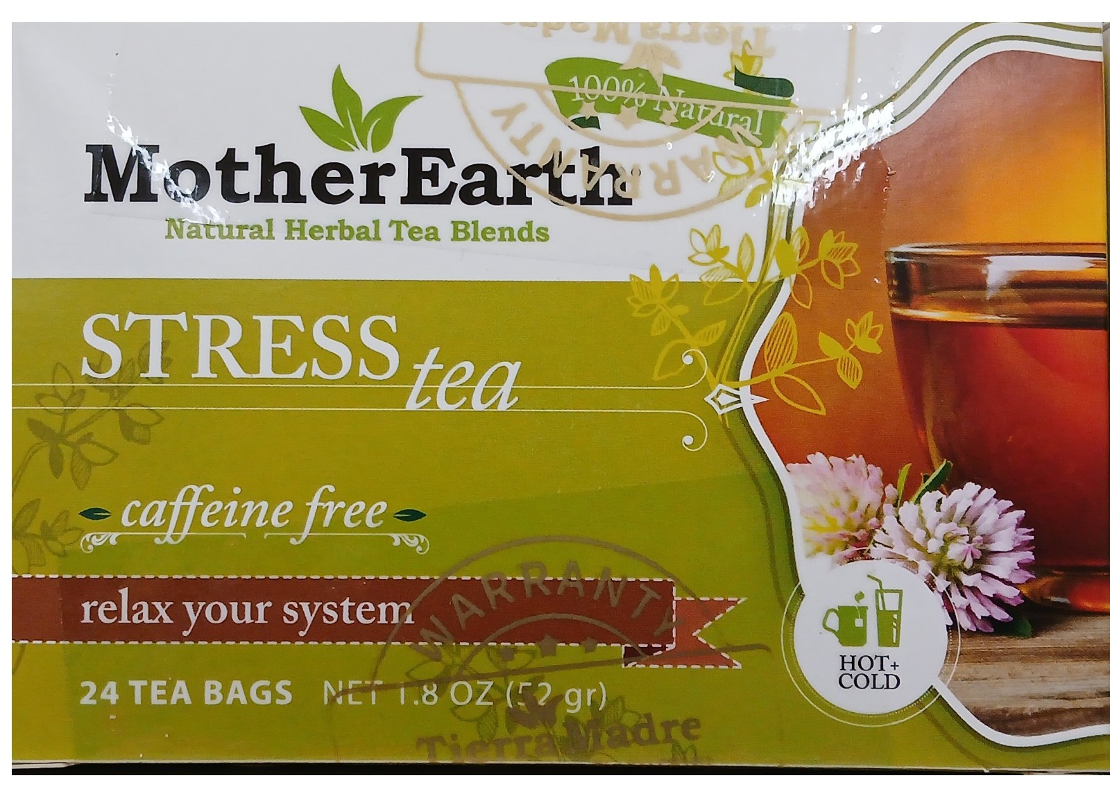 Mother Earth Stress Tea Blend -Relax Your System- Caffeine Free, 48 Tea Bags
