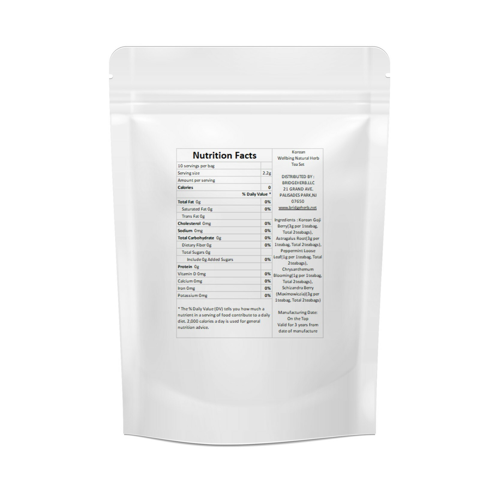(Medicinal Korean Herb) Wellbing Natural Herb Tea Set웰빙한방차(10teabags)