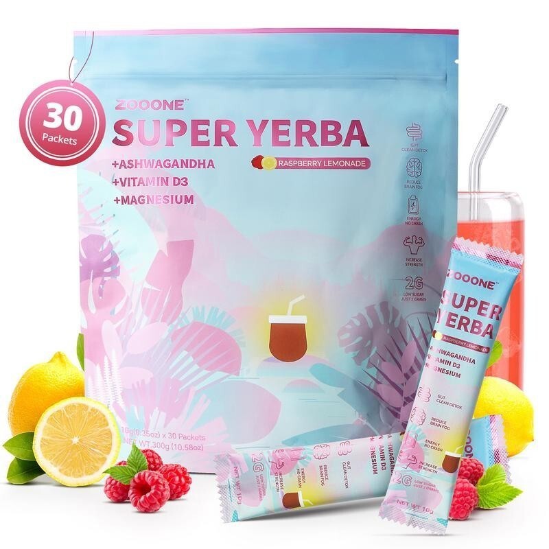NEW Zooone Super Yerba 30 Packets Raspberry Lemonade – Clean Energy & Detox