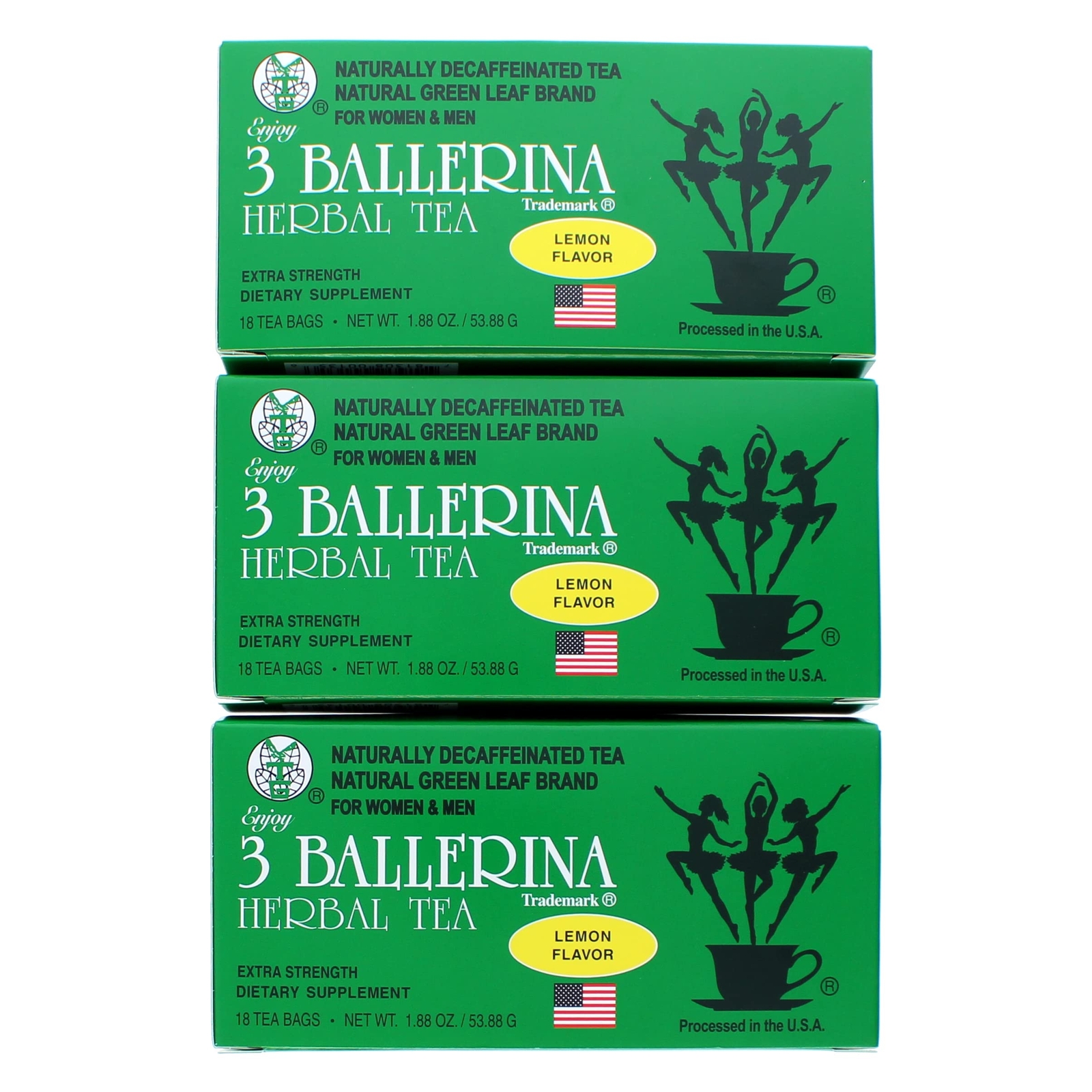 3 Ballerina Dieters Drink Extra Strength Lemon Tea 18 Bags 1.88 Ounce Pack