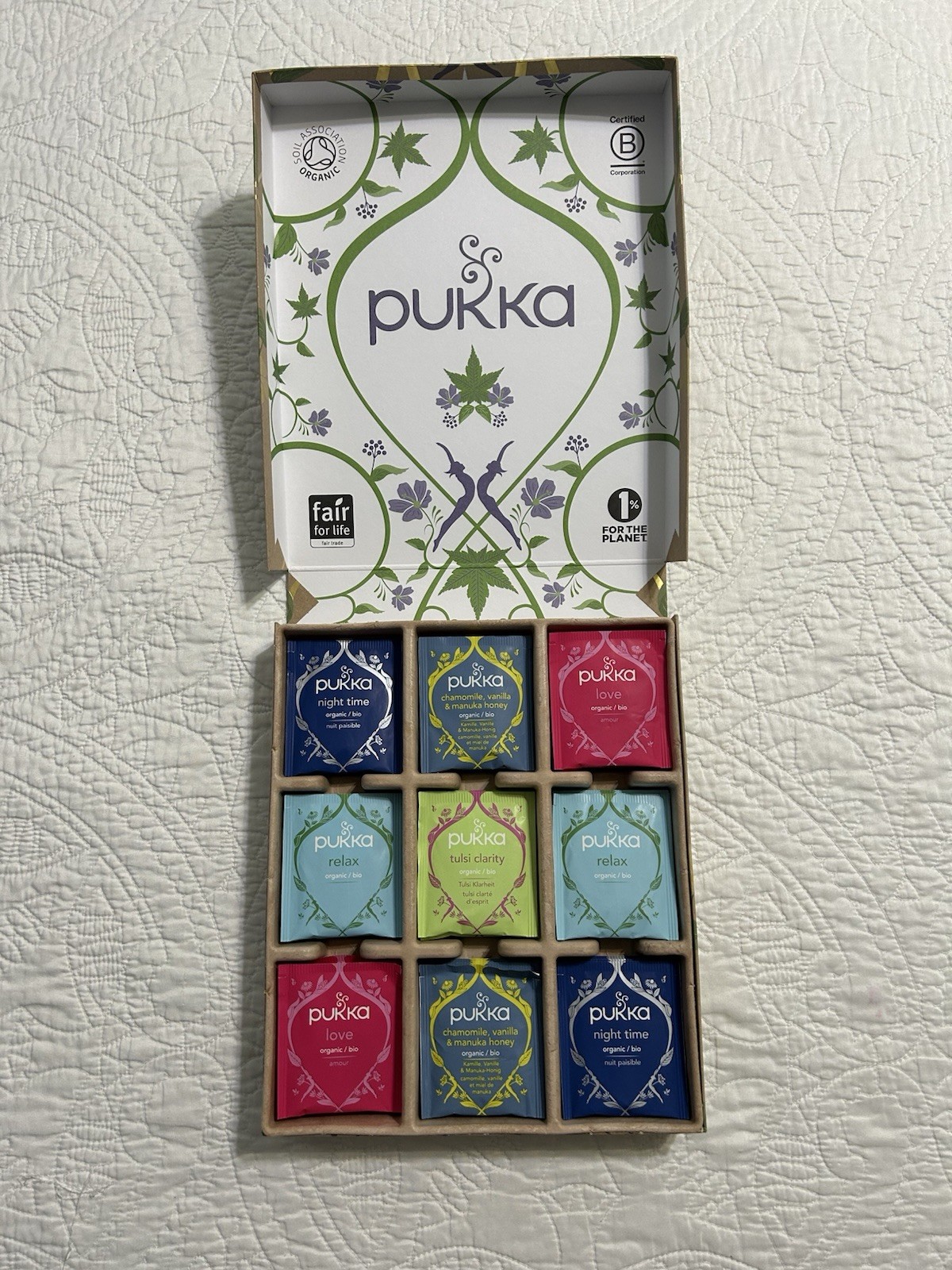 Pukka Premium Organic Herbal Tea Sampler 45 Sachets 5 Flavors BRAND NEW IN BOX