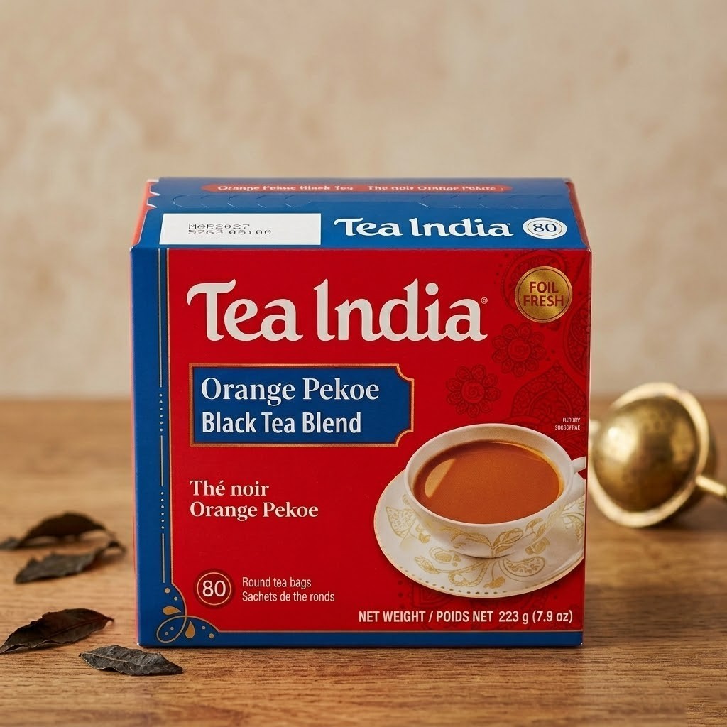 Tea India Orange Pekoe Black Tea Blend – Premium Black Tea, 80 Tea Bags (223g)