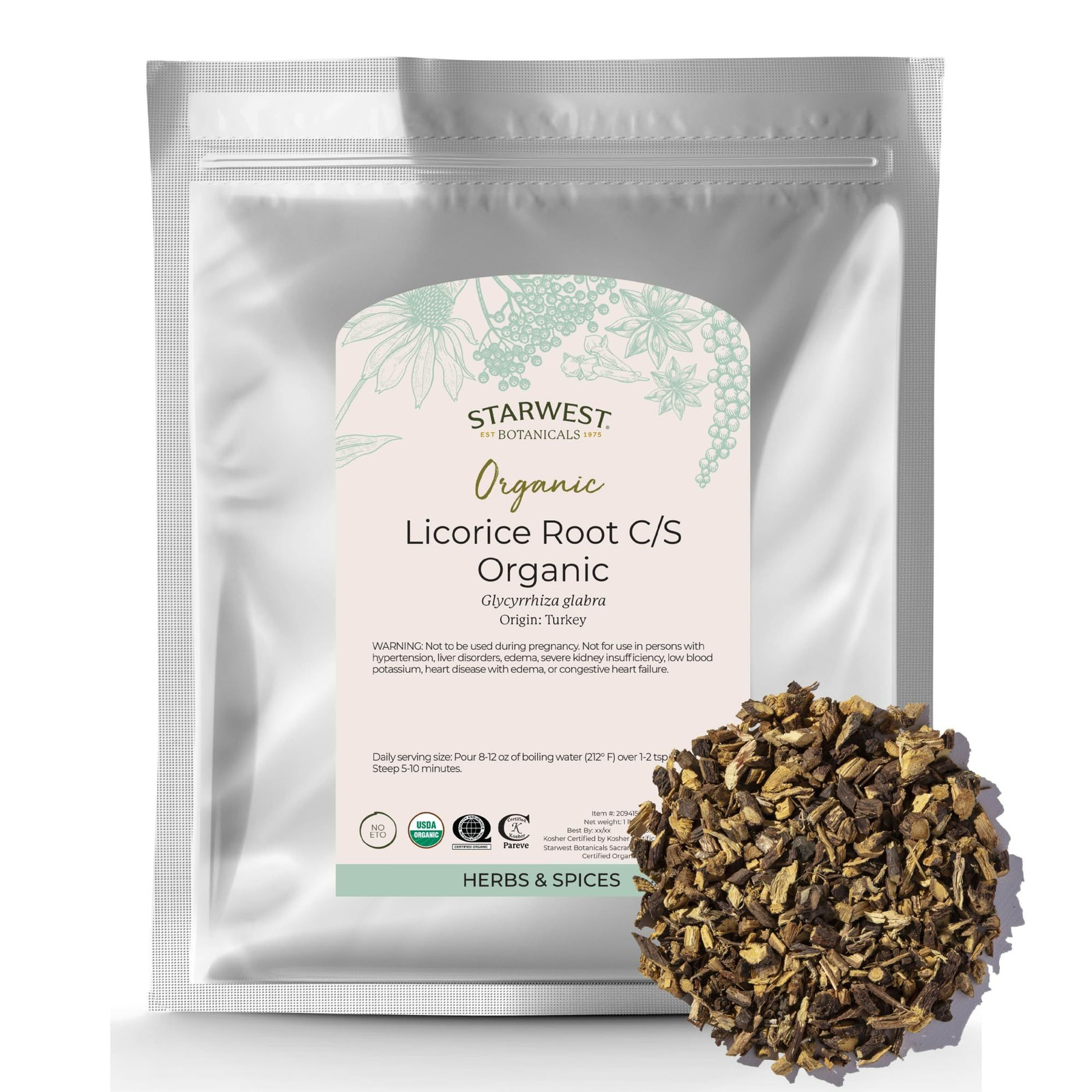 Starwest Botanicals Organic Dried Licorice Root 1 Pound (Pack of 1), No Color