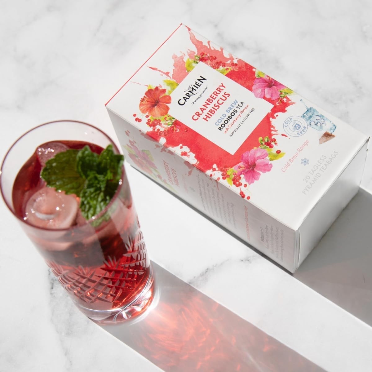 Carmién Tea Cold Brew: Cranberry Hibiscus Rooibos 20’s (50g)