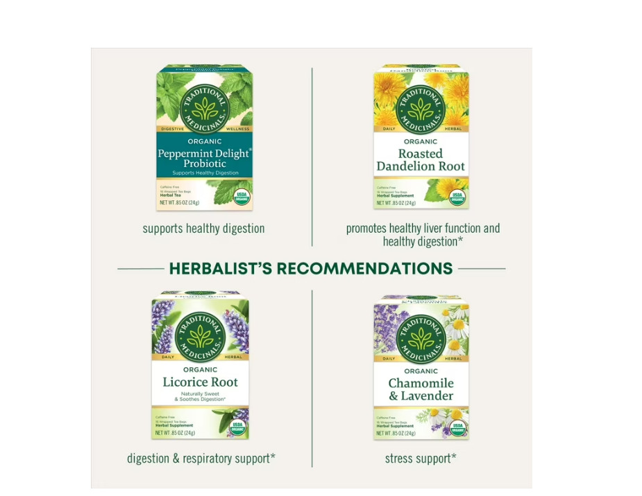 3 PACK Traditional Medicinals Tea,Organic Smooth Move Peppermint,Senna,16TeaBags