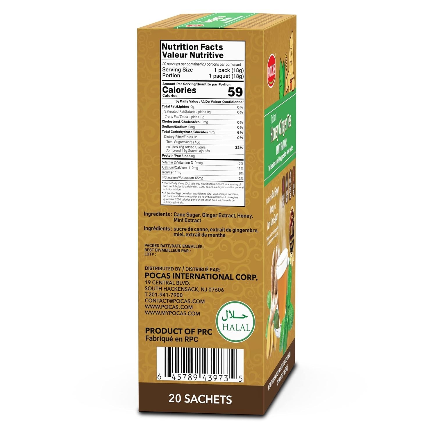 Honey Ginger Instant Tea Powder, Mint Flavor, Real Ginger Extract & Sweetener…