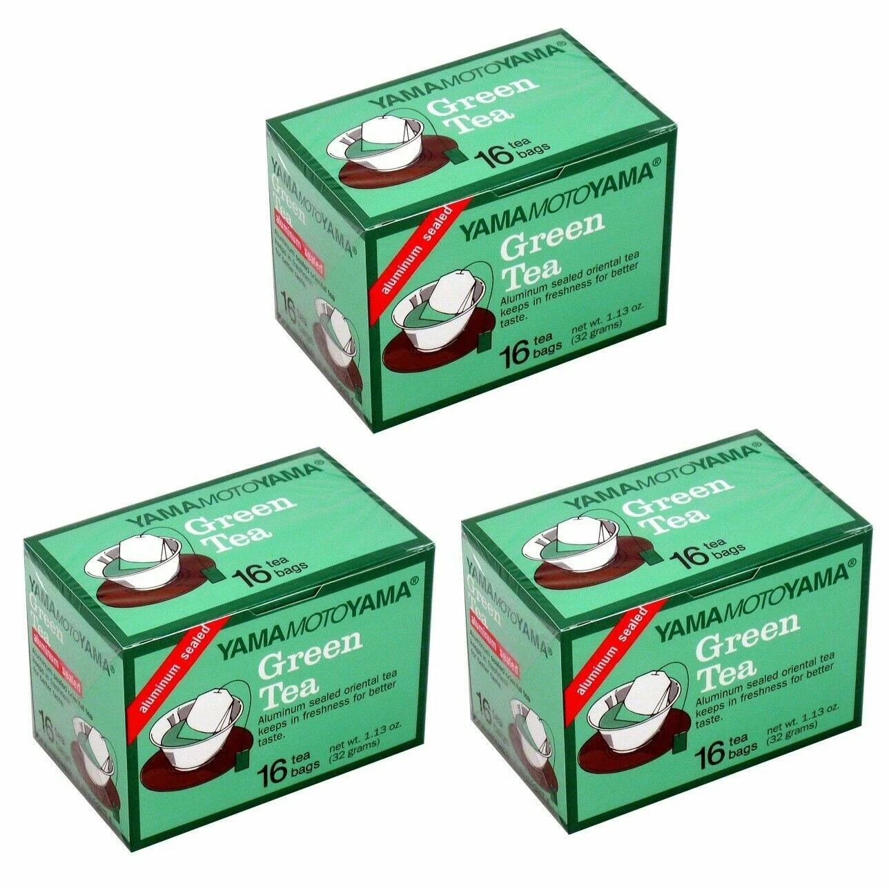 3 Box of Japanese Yamamotoyama Sencha Green Tea Aluminum Sealed (16 Bags Each.)