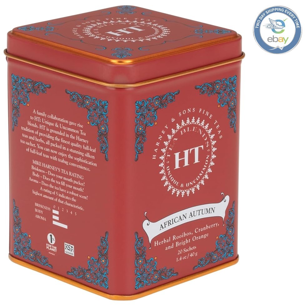 Exquisite African Autumn Rooibos Tea – 20 Sachets in Elegant Tin Packaging
