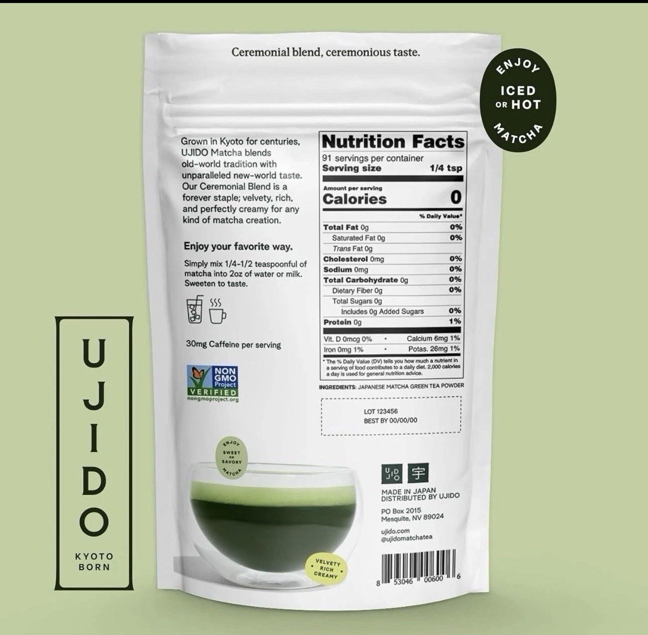 2pk Ujido Ceremonial Blend Matcha Green Tea Powder 4oz Keto Friendly(GS)