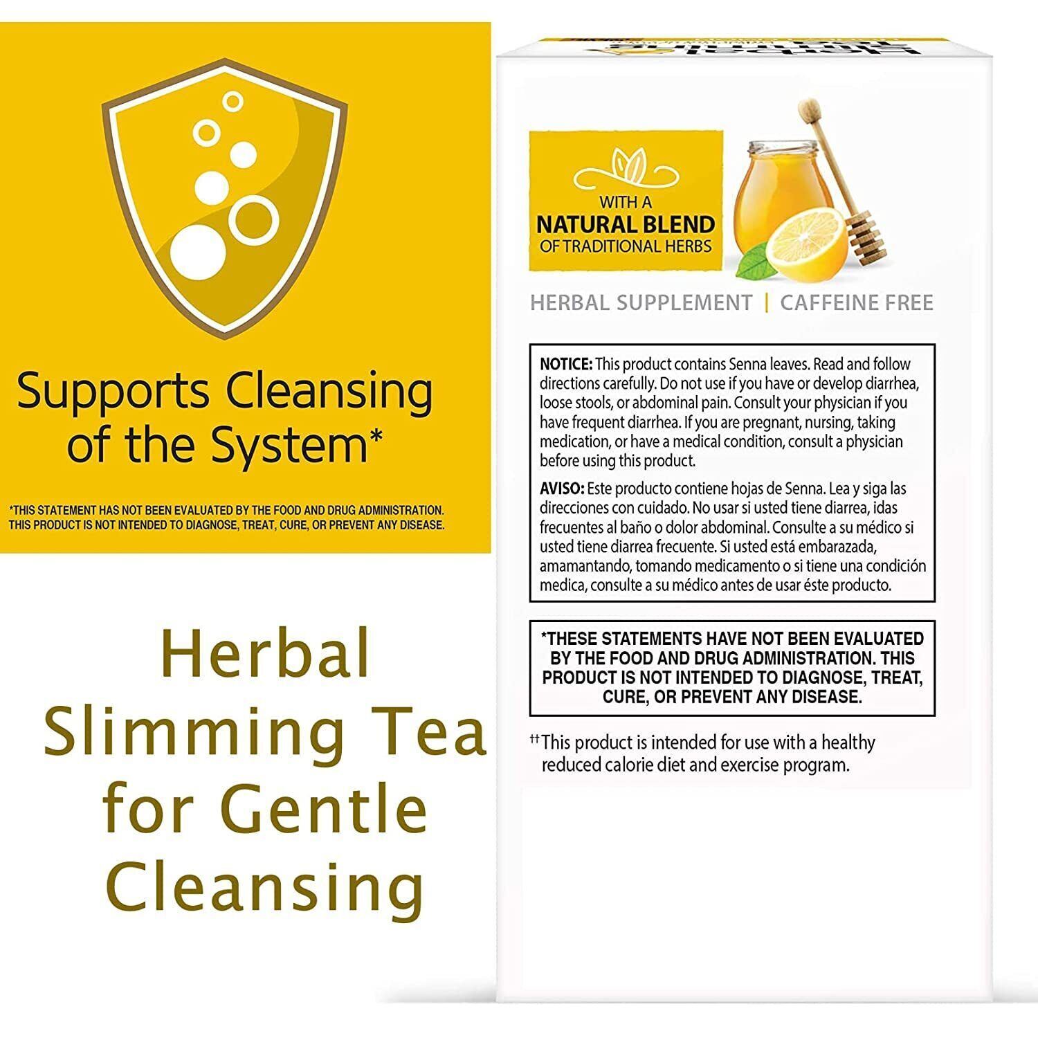 Herbal Slimming Tea Honey Lemon 24 Count 2 Pack Healthy Digestion Bundle Teas