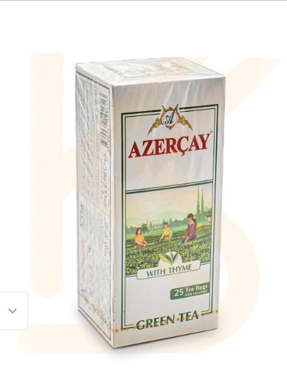 AzerCay Green Tea THYME 25tb зеленый чай с Чабрецом NO GMO KOSHER AZERBAIJAN