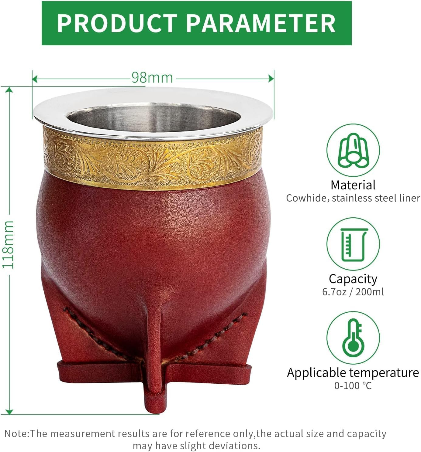 Premium Argentina Imperial Yerba Mate Cup with Bombilla Mate (Straw) Set, Baroqu