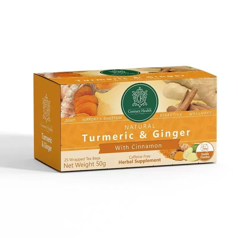 Natural Turmeric & Ginger With Cinnamon 25 Wrapped Tea Bags 50g