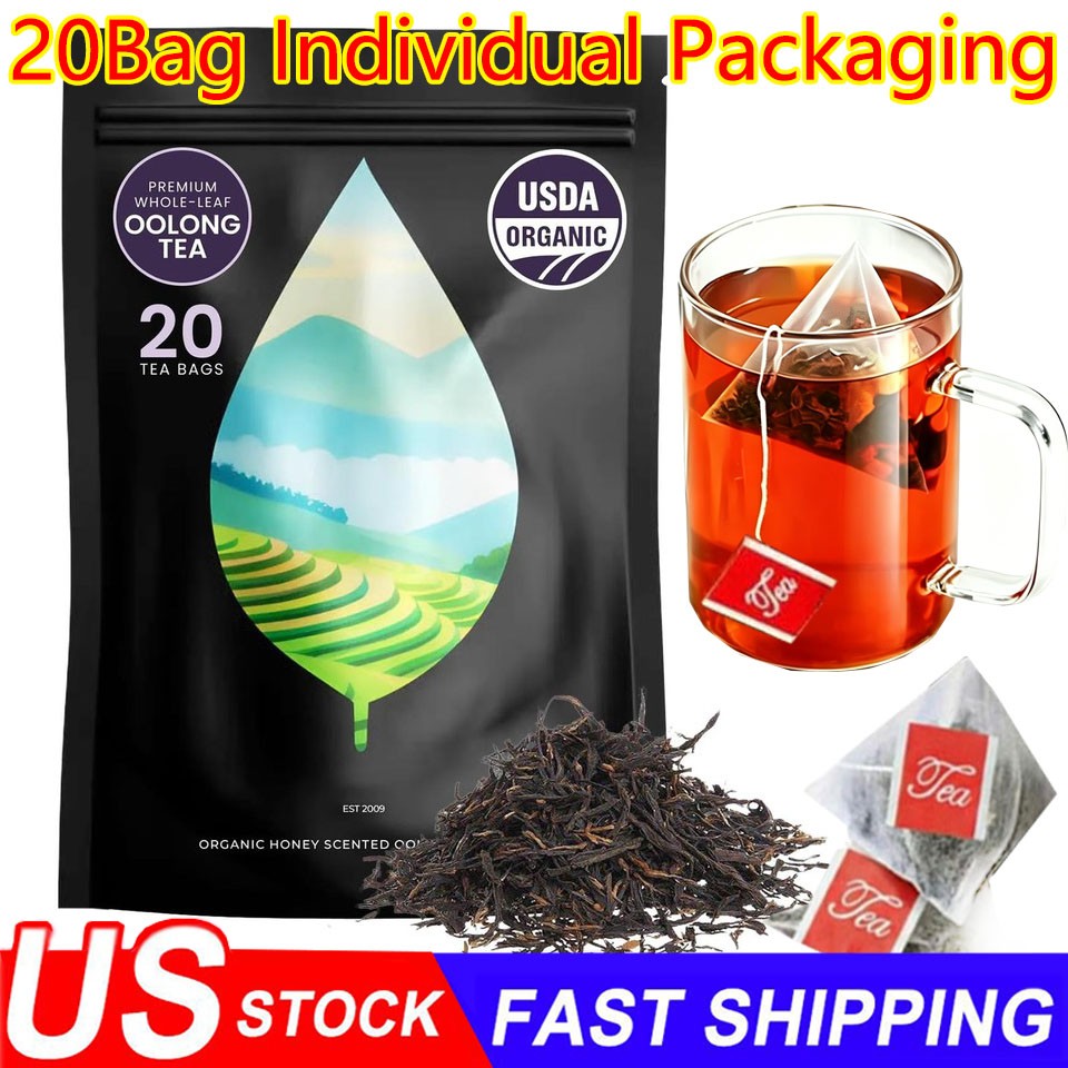 PiPi Tea Organic Oolong Tea Bags – Whole Leaf, 20 Bags (4g Each)-Cortisol &Ca US
