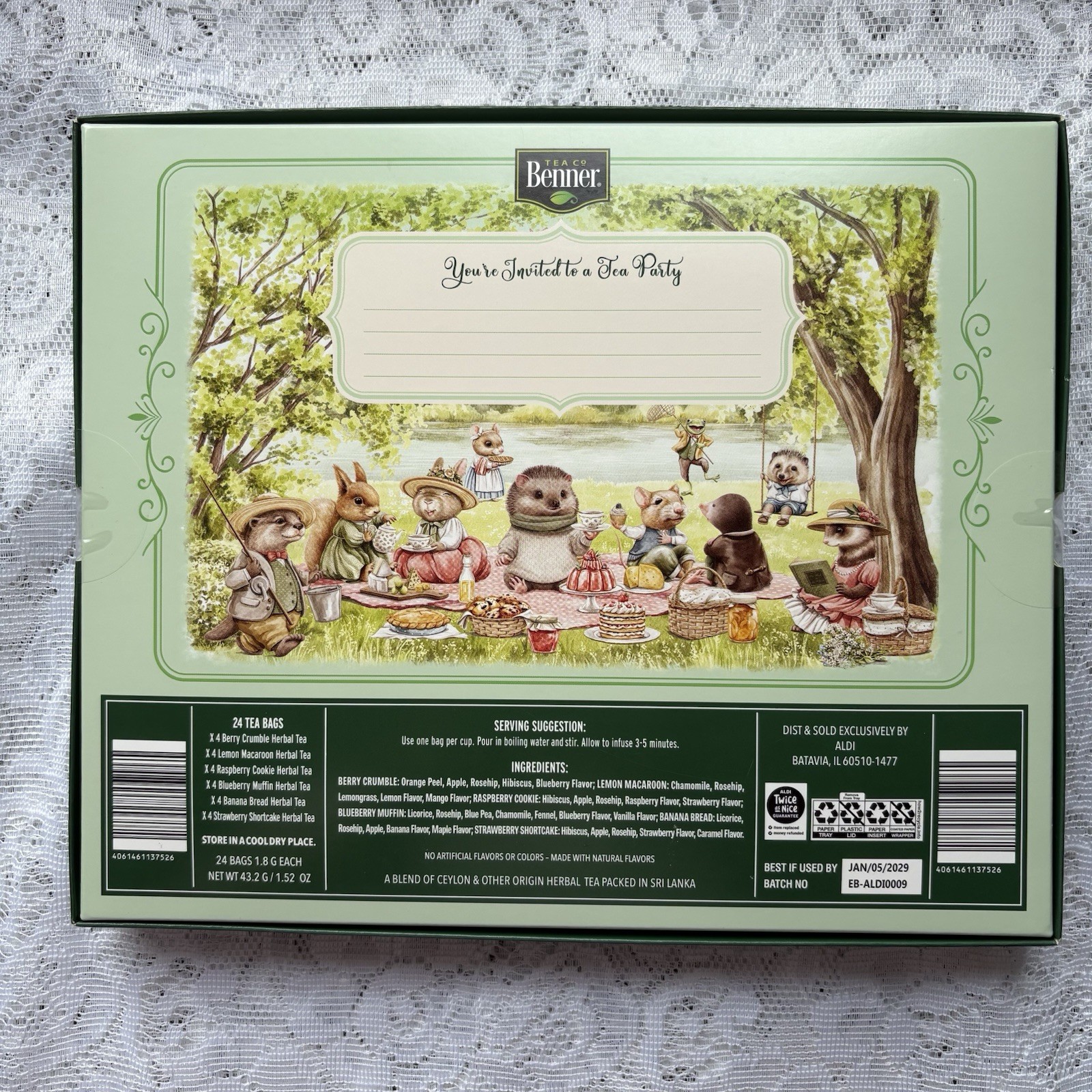 Aldi Benner Tea Co Tea Party Collection Caffeine Free Herbal Tea Assortment NEW