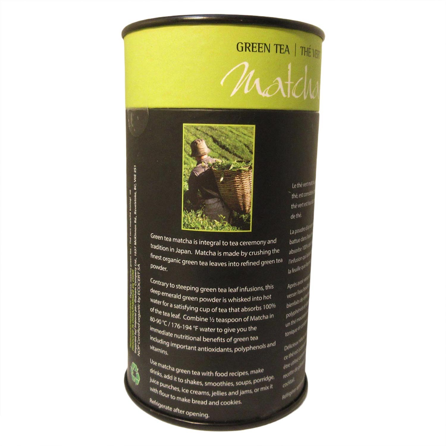 Touch Organic: Matcha Green Tea the Vert powder, 50g/1.76oz, China Exp. 06/2027