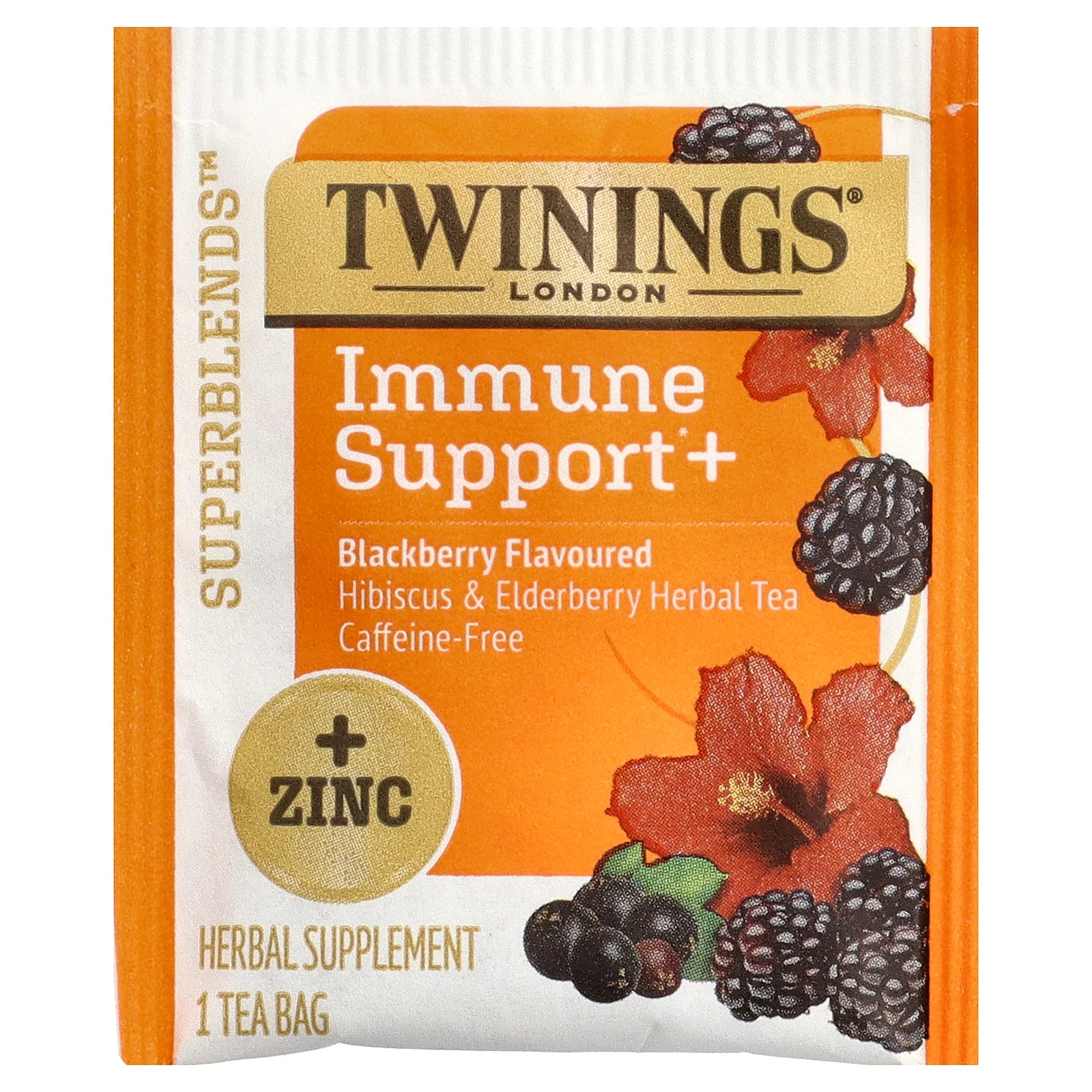 Superblends, Immune Support+, Hibiscus & Elderberry Herbal Tea, Blackberry,