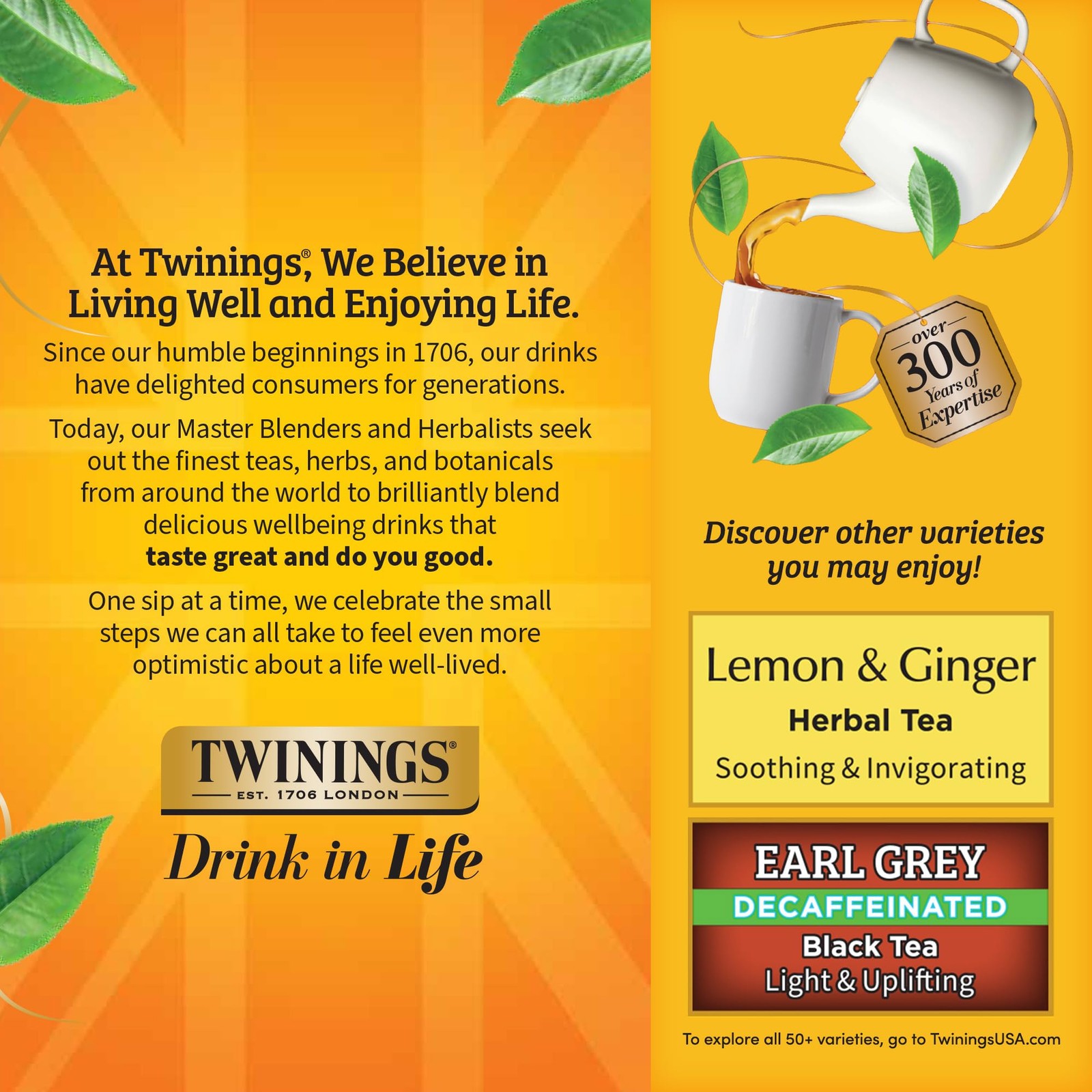 Twinings Decaffeinated Lady Grey Black Tea Individually 100 Count (Pack of 1)