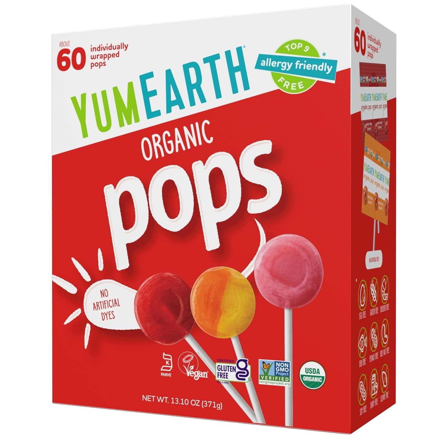 YumEarth Organic Variety Fruit Lollipops – 60 Count, No Artificial Dyes