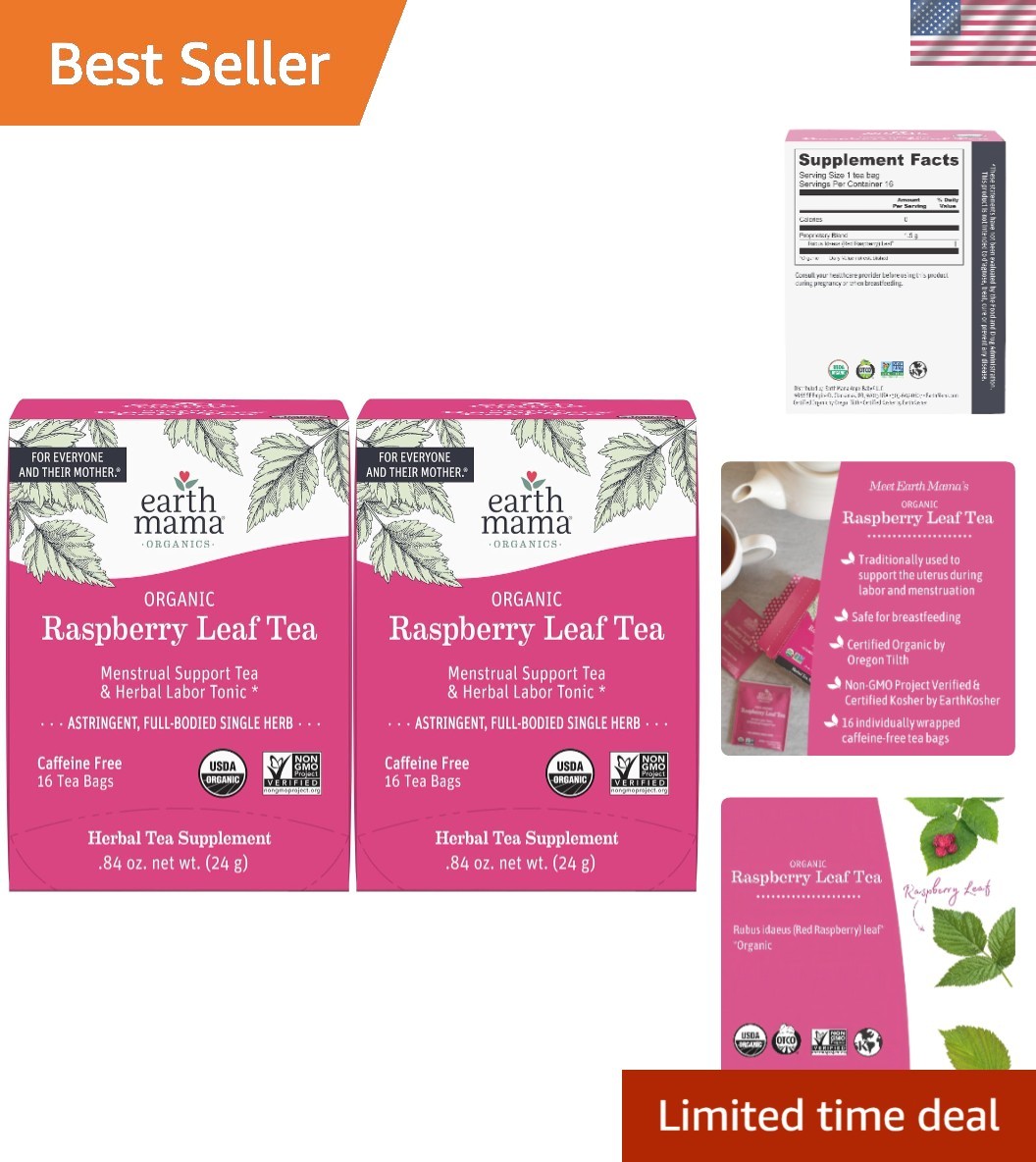 32 Count Organic Raspberry Leaf Tea for Pregnancy & Postpartum Care | Non-GMO