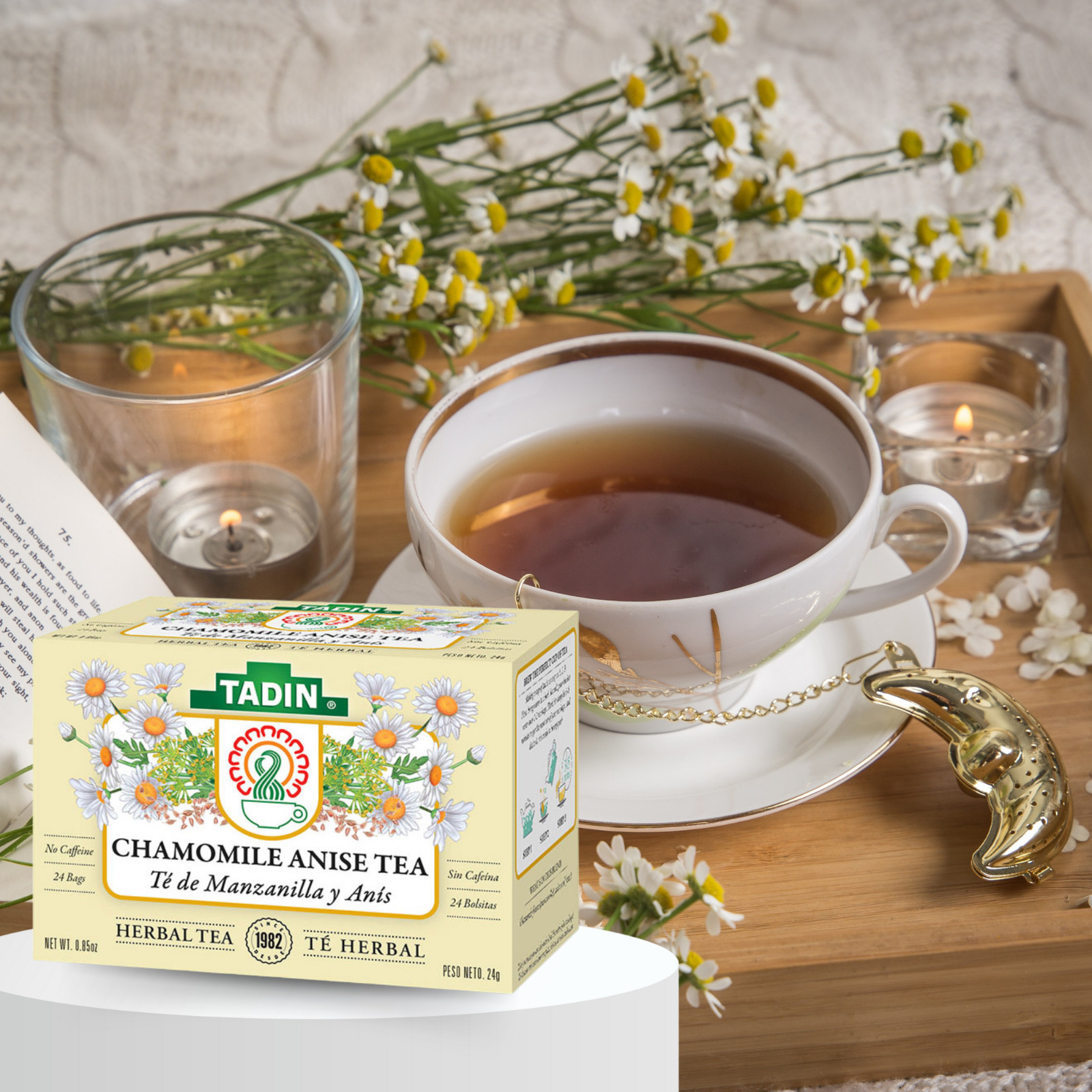 Tadin Tea, Manzanilla & Anis Chamomile with Anise Tea, 24-Count Tea Bags
