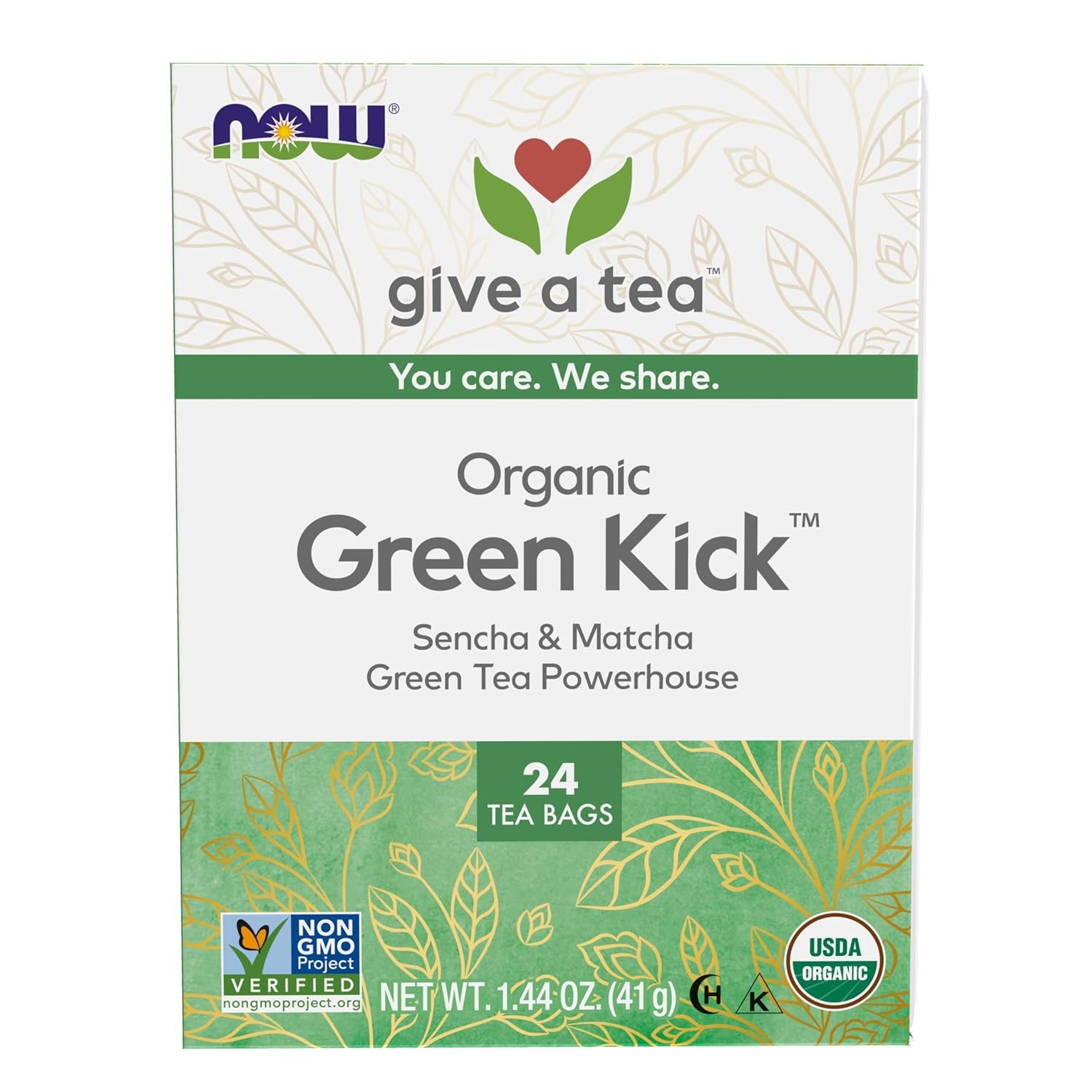 Now Foods Organic Green Kick Sencha & Matcha Green Tea Powerhouse EXP: 12/2026