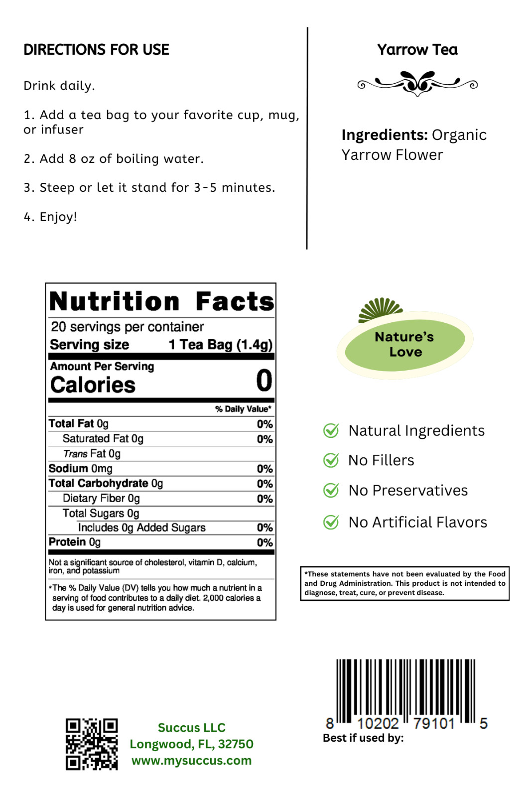 Yarrow Tea – Wellness (Premium)