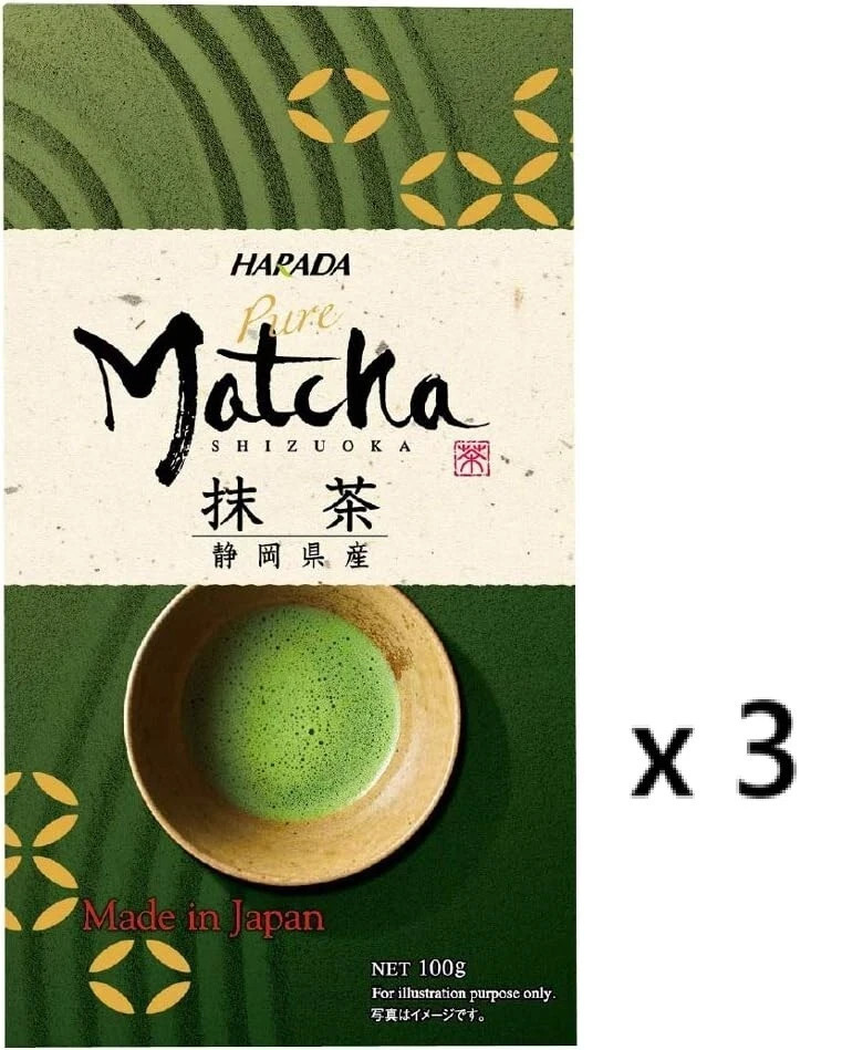 3 x Harada Seicha Premium Shizuoka Matcha Powder 100g Made in Japan Green Tea