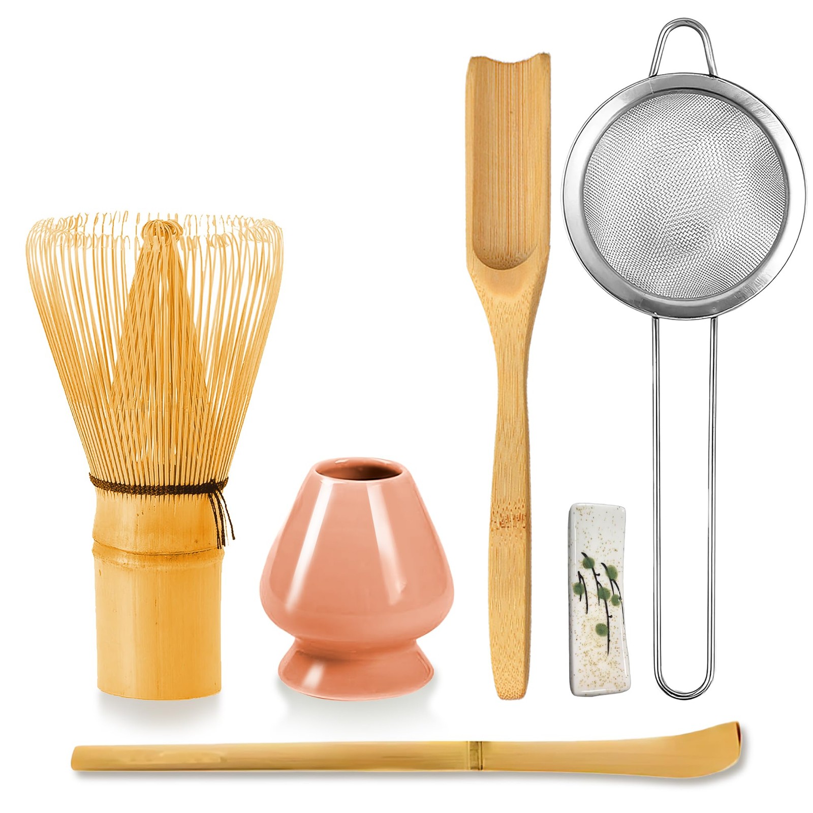 6 Pcs Matcha Whisk Set, Japanese Ceremonial Matcha Making Tools Kit for Bambo…